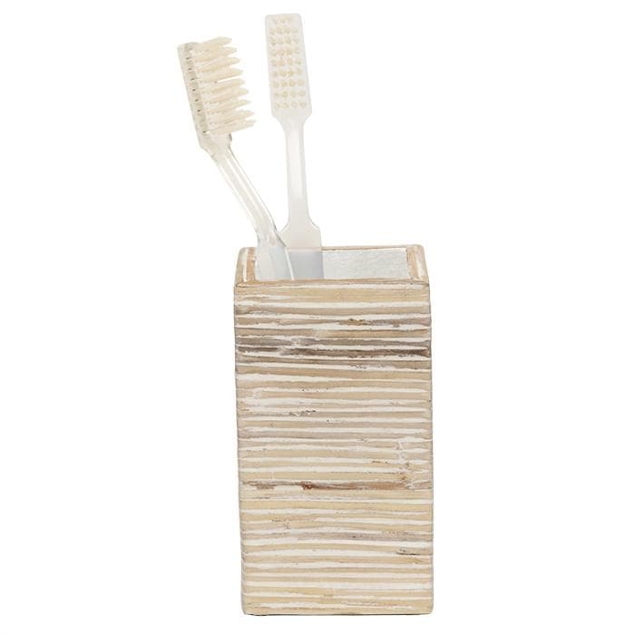 Kona Resin Brush Holder - Bleached Rattan – Hudson & Vine