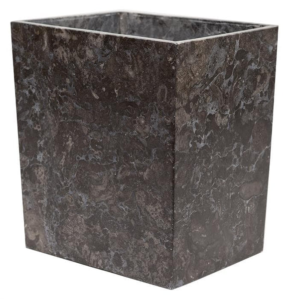 Luxor Black Matte Marble Rectangle Waste Basket