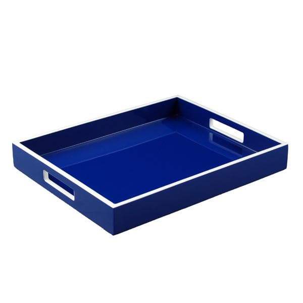 Lacquer Small Rectangle Tray - Blue & White