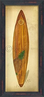 Pineapple Surfboard Framed Print 13" x 26"