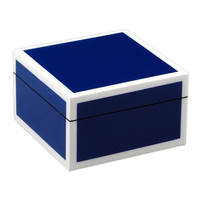 Lacquer Small Square Box (True Blue & White)