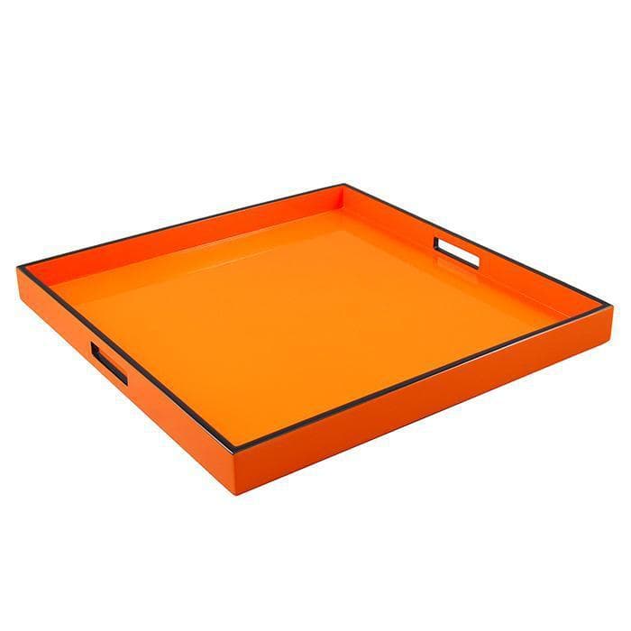 Lacquer Large Square Tray (Orange with Black Trim)