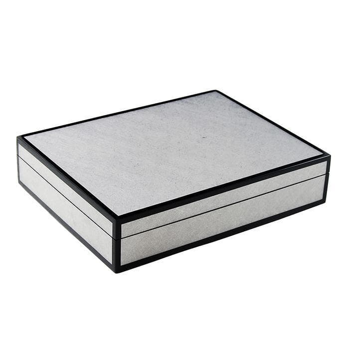 Lacquer Long Stationery Box (Shine Silver Leaf)