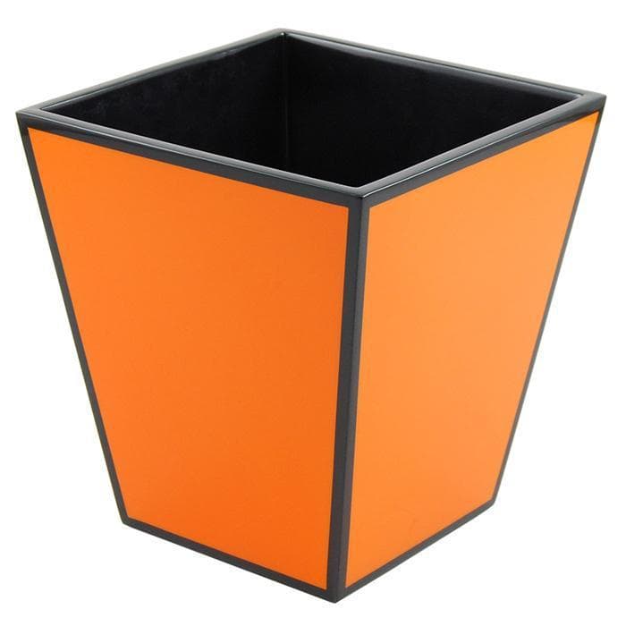Orange & Black Lacquer Waste Basket