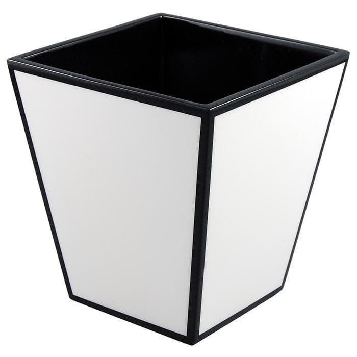 White & Black Lacquer Waste Basket