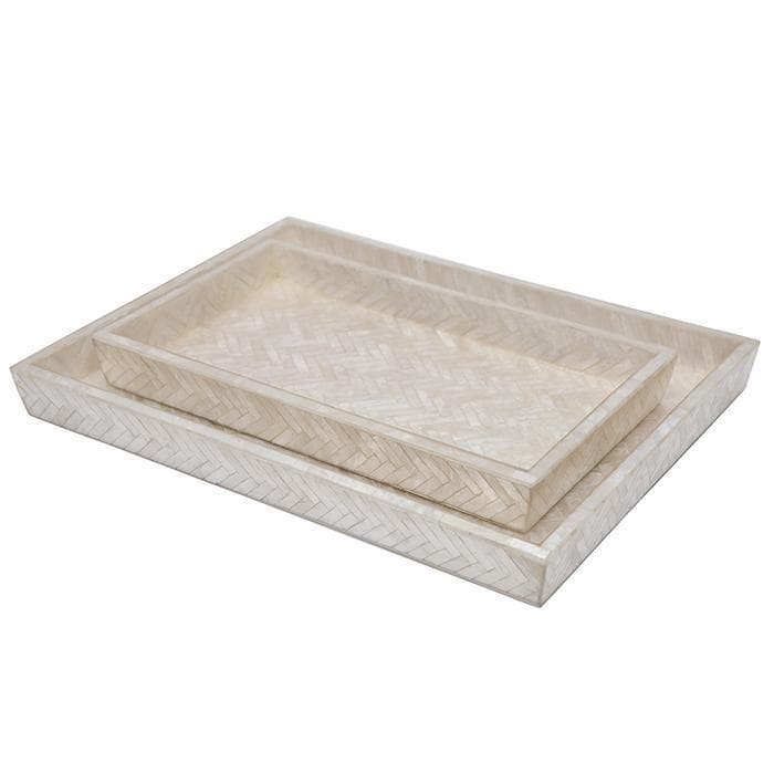 Handa Herringbone Capiz Tray Set