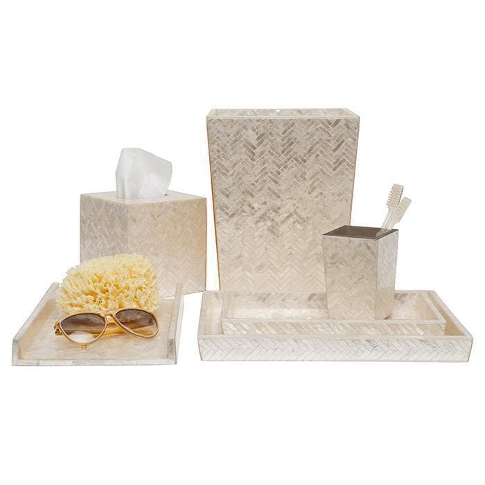 Handa Herringbone Capiz Tray Set - Thumbnail 2