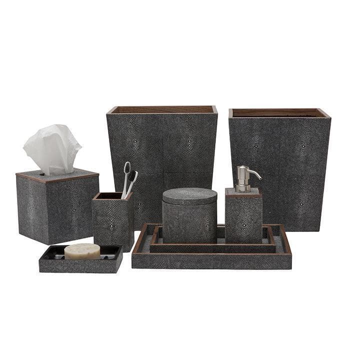 Manchester Faux Shagreen Double Wastebasket  (Cool Gray)