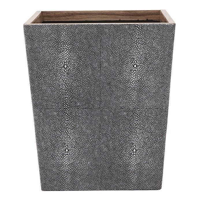 Manchester Faux Shagreen Square Waste Basket (Cool Gray)
