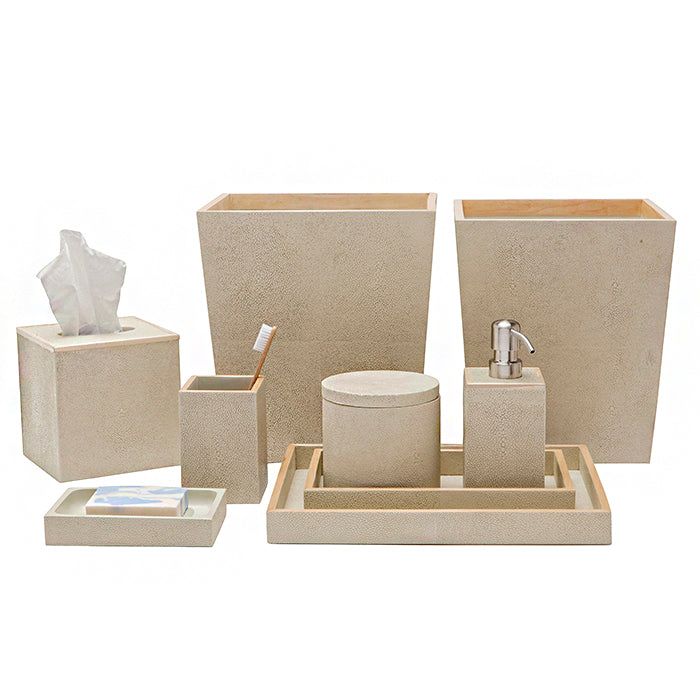Manchester Faux Shagreen Hand Towel Tray Set/2 (Ivory)