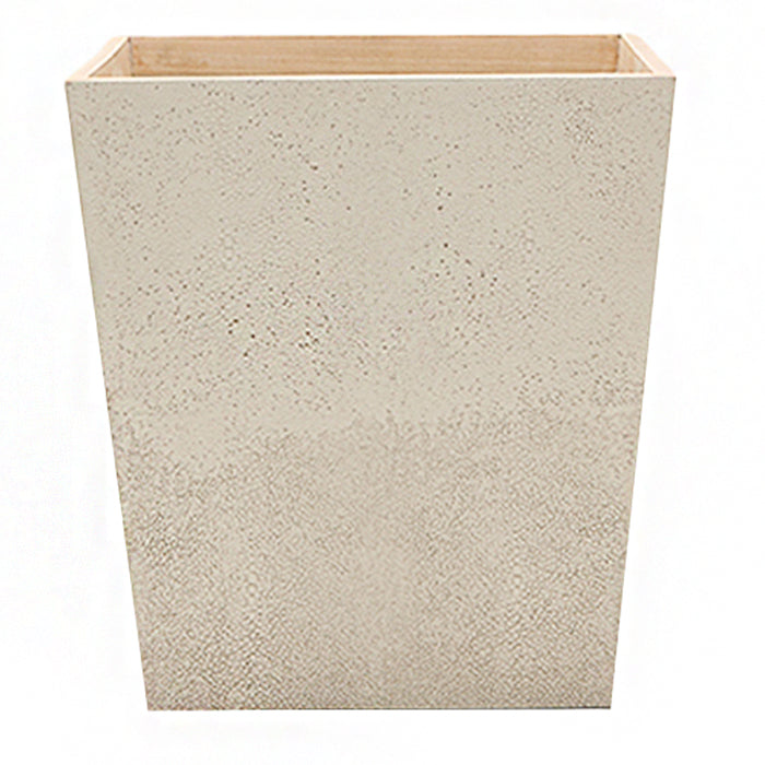 Manchester Faux Shagreen Rectangle Waste Basket (Ivory)