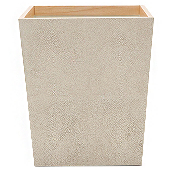 Manchester Faux Shagreen Square Waste Basket (Ivory)