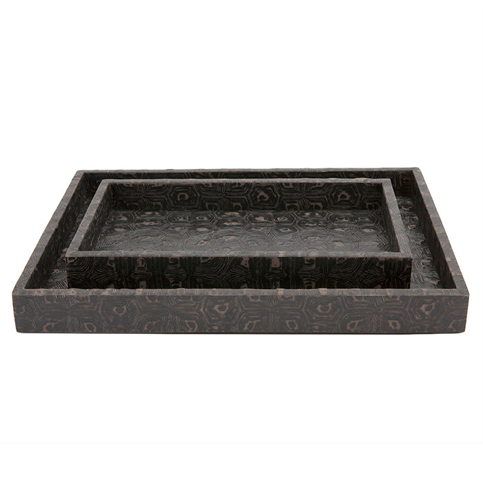 Lucca Faux Turtle Rectangular Tray Set - Clearance