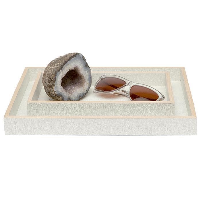 Manchester Faux Shagreen Tray Set (Snow)
