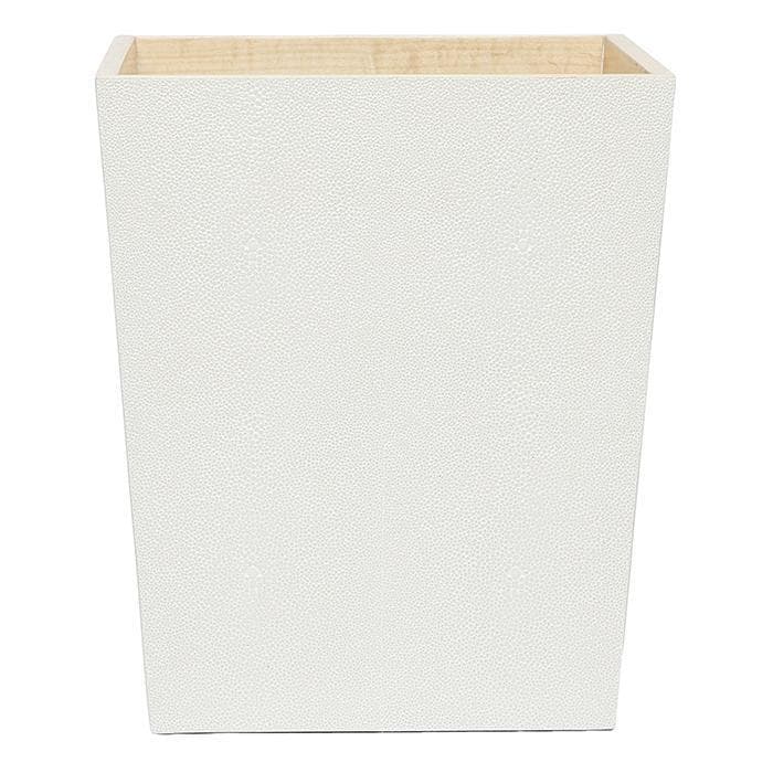 Manchester Faux Shagreen Square Waste Basket (Snow)