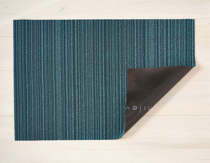 Chilewich Skinny Stripe Shag Floor Mats (Turquoise)