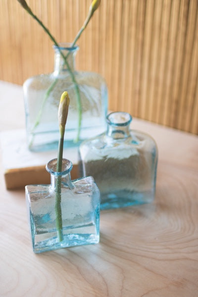 Recycled Square Glass Vases Set Of Three